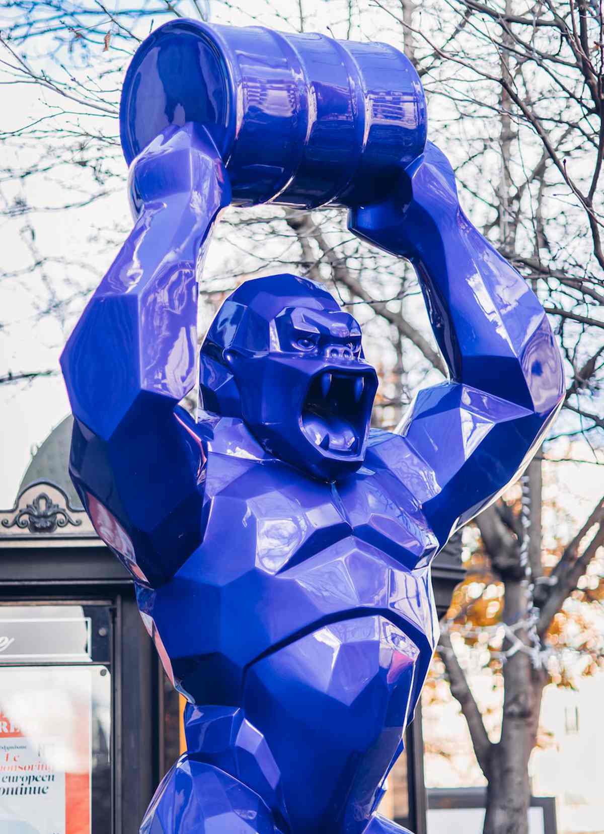 Geometric Red Gorilla Statue by Richard Orlinsk-YouFine Sculpture