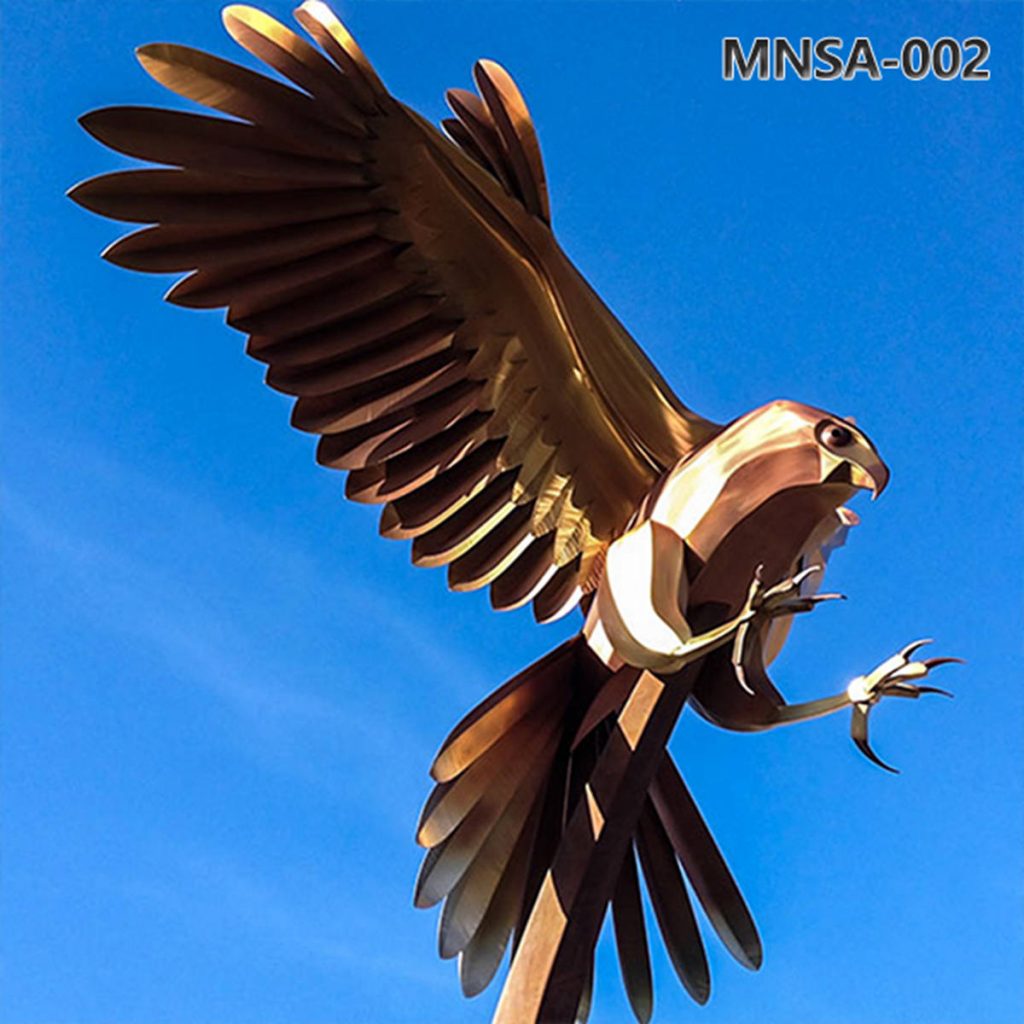 Lifelike Gold Stainless Steel Eagle Sculpture Outdoor MNSA-002