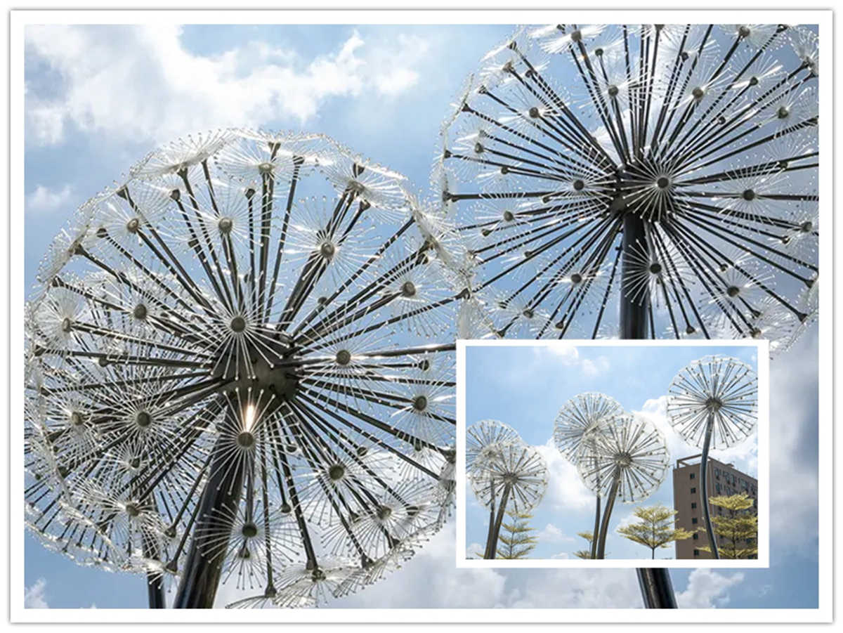 large wire dandelion sculptures