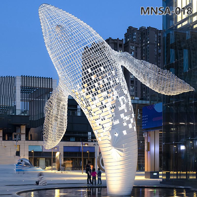 Stainless Steel Wire Whale Sculpture for Square MNSA-018