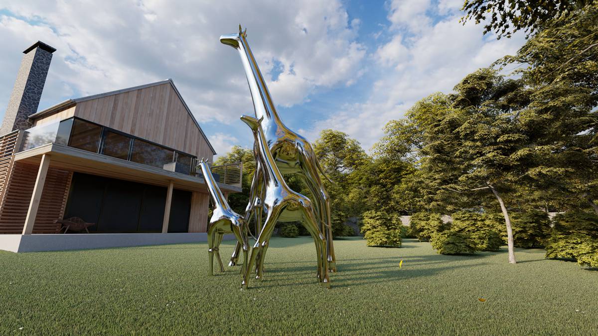 stainless steel giraffe sculpture (1)