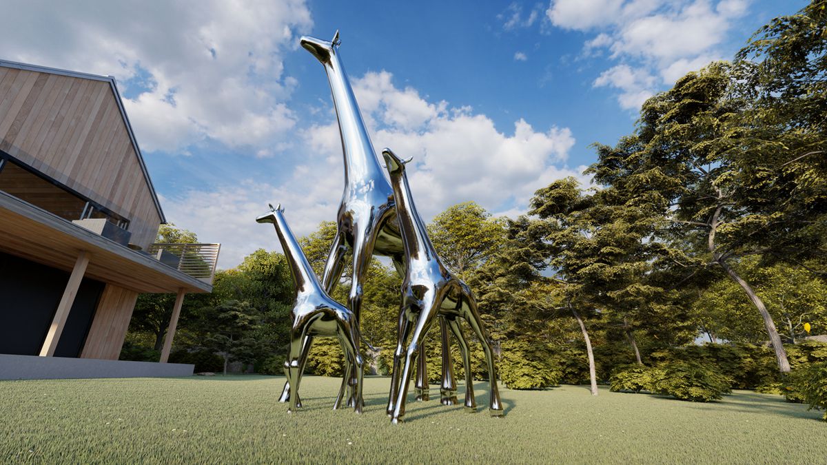 stainless steel giraffe sculpture (10)