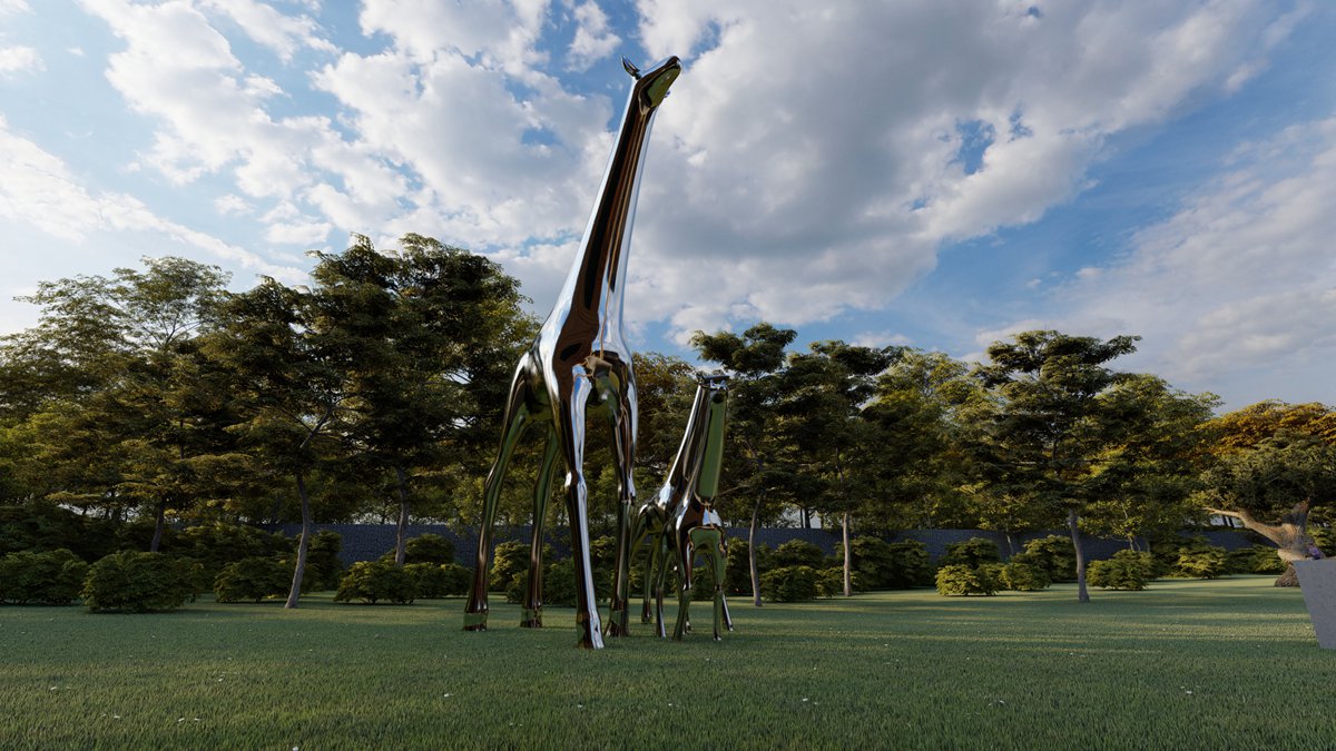 stainless steel giraffe sculpture (3)