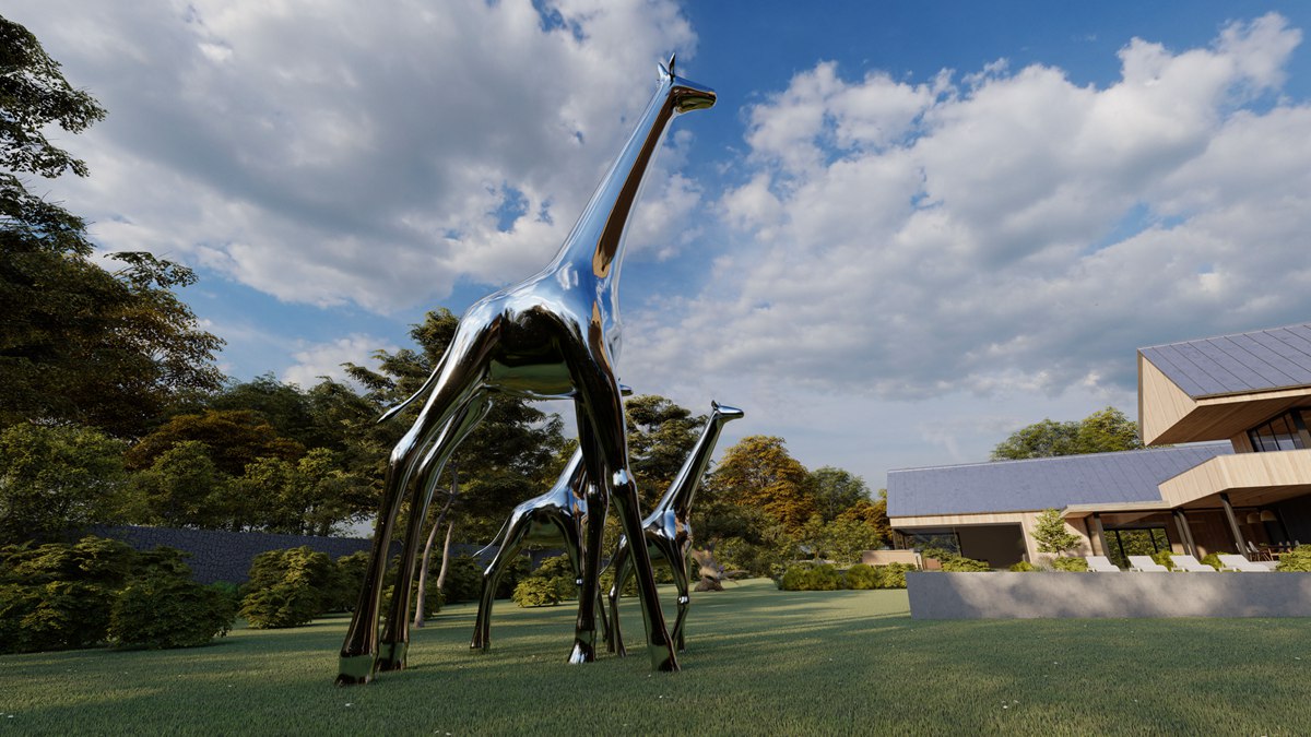 stainless steel giraffe sculpture (5)