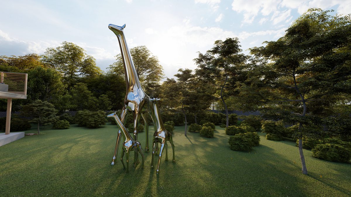 stainless steel giraffe sculpture (9)