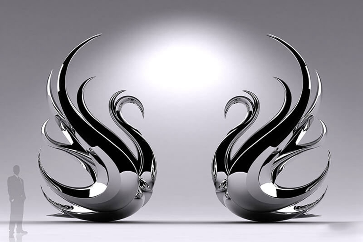 stainless steel swan sculpture (6)