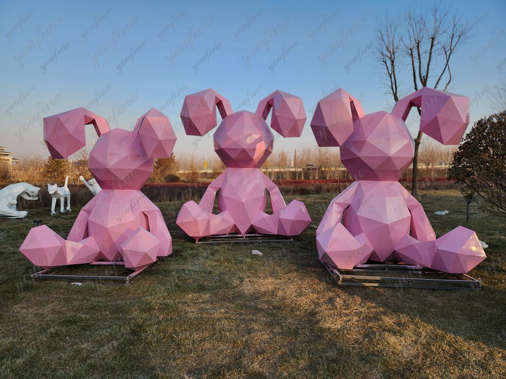 Pink Rabbit Sculptures (3)