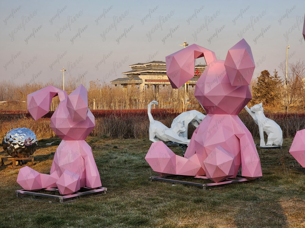 Pink Rabbit Sculptures (5)