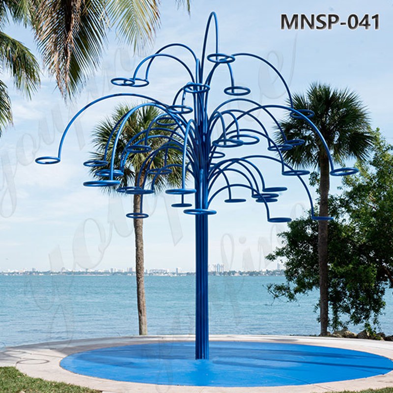 Modern Metal Blue Basketball Hoop Art Sculpture for Public MNSP-041
