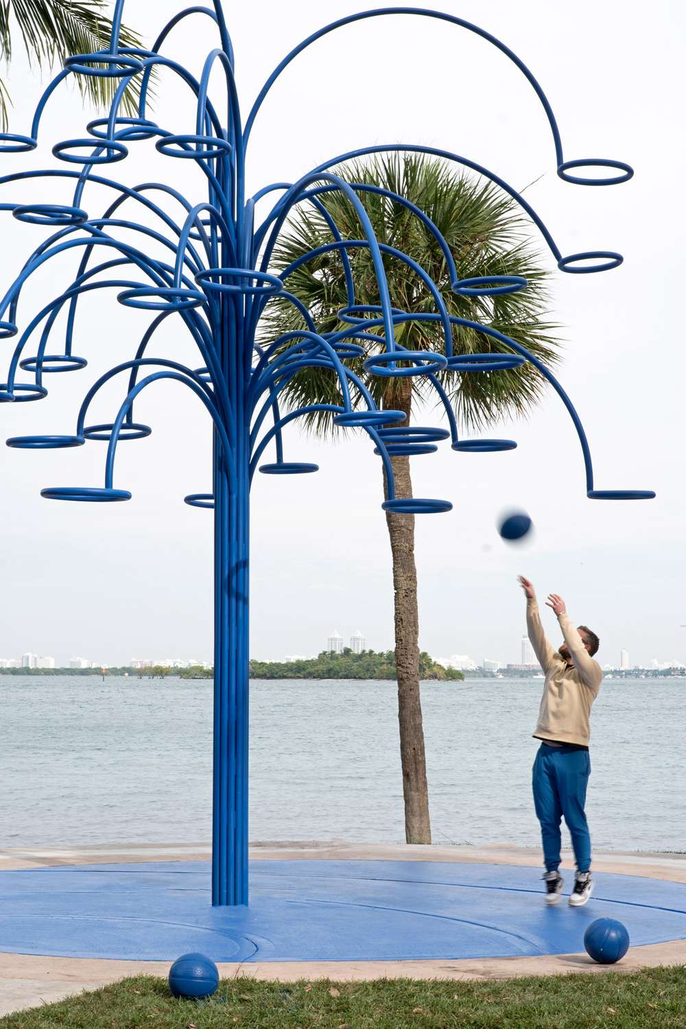 large metal basketball hoop art sculpture (5)