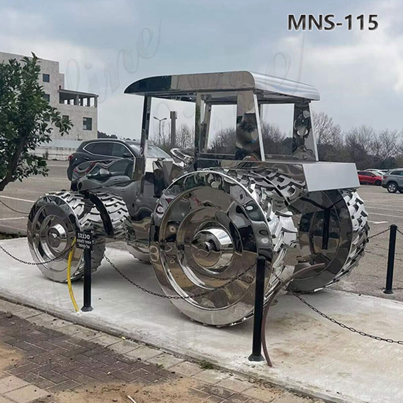 Modern Stainless Steel Tractor Sculpture for Public Decor MNS-115