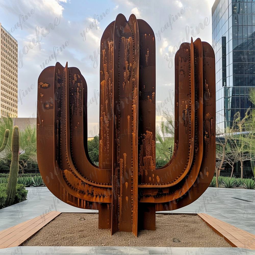 corten steel metal cactus sculpture (2)