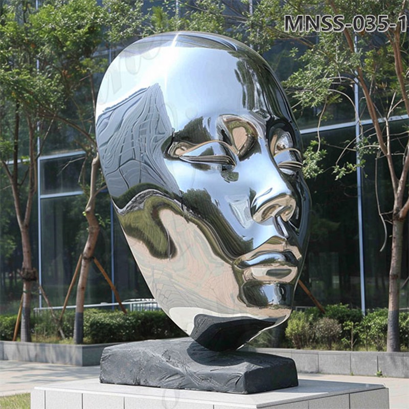 Modern Mirrored Stainless Steel Human Face Sculpture Decor MNSS-035
