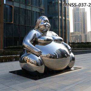 modern stainless steel fat lady garden sculpture (2)