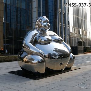 modern stainless steel fat lady garden sculpture (3)