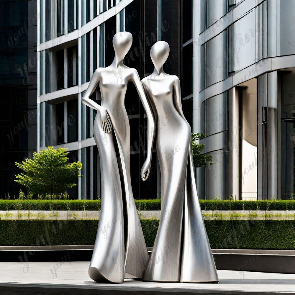 modern stainless steel women statues for public (1)