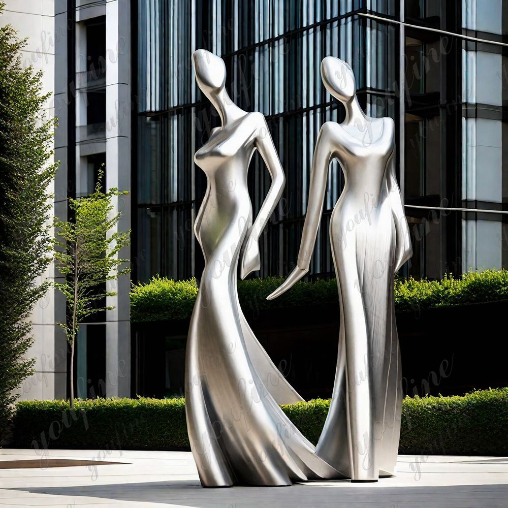 modern stainless steel women statues for public (2)