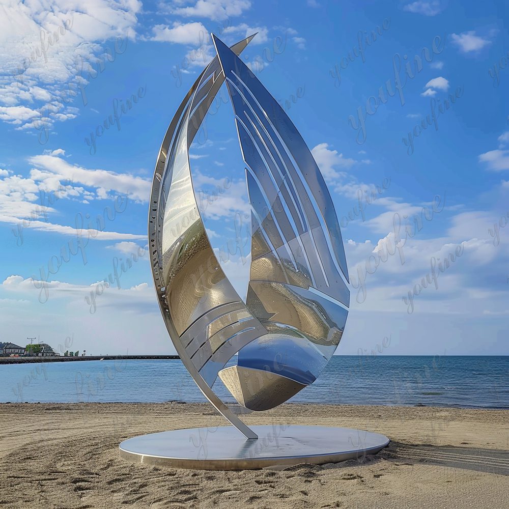 stainless steel sailing boat sculpture for sale