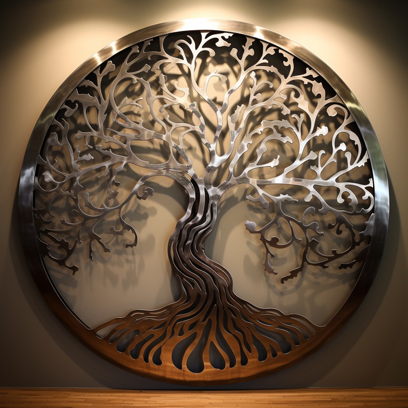 Metal Tree Sculpture Wall Hanging Art Decor (8)