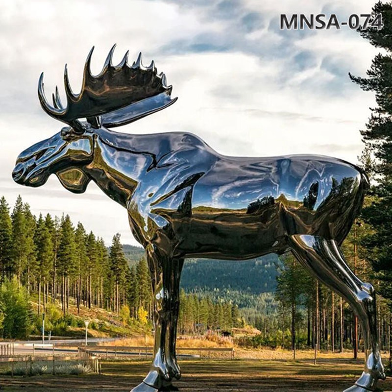 Large Mirror Moose Metal Yard Art for Sale MNSA–074