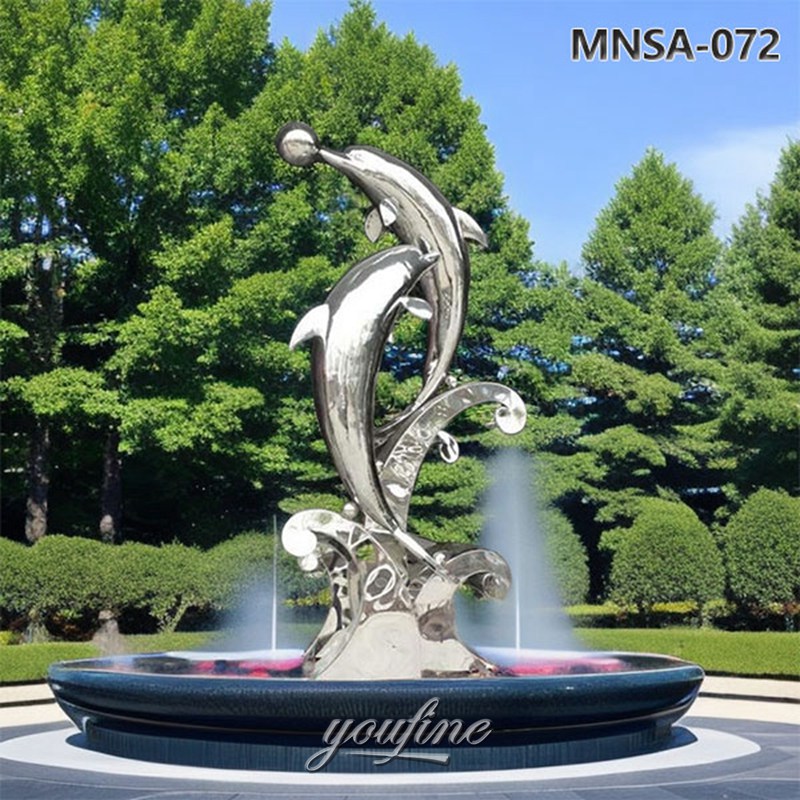 Stainless Steel Dolphin Outdoor Water Fountain MNSA–072