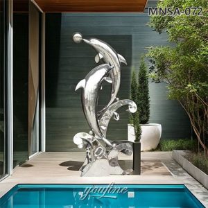 metal dolphin outdoor water fountain (2)