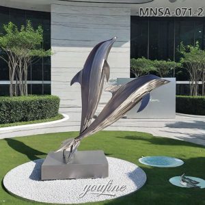 outdoor stainless steel dolphin sculpture (3)