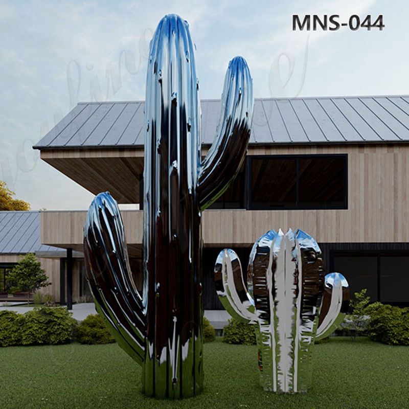 Modern Mirror Outdoor Metal Cactus Sculptures MNS-044