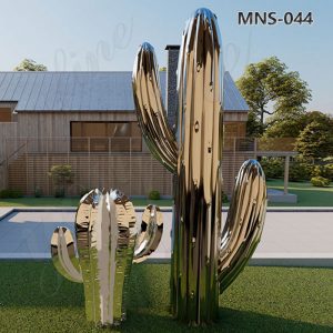 Modern Mirror Outdoor Metal Cactus Sculptures