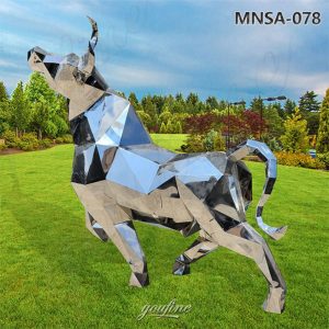 Mirrored Geometric Bull Sculpture (2)