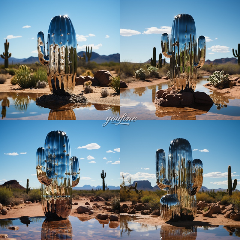 Modern Stainless Steel Large Cactus Sculpture (4)