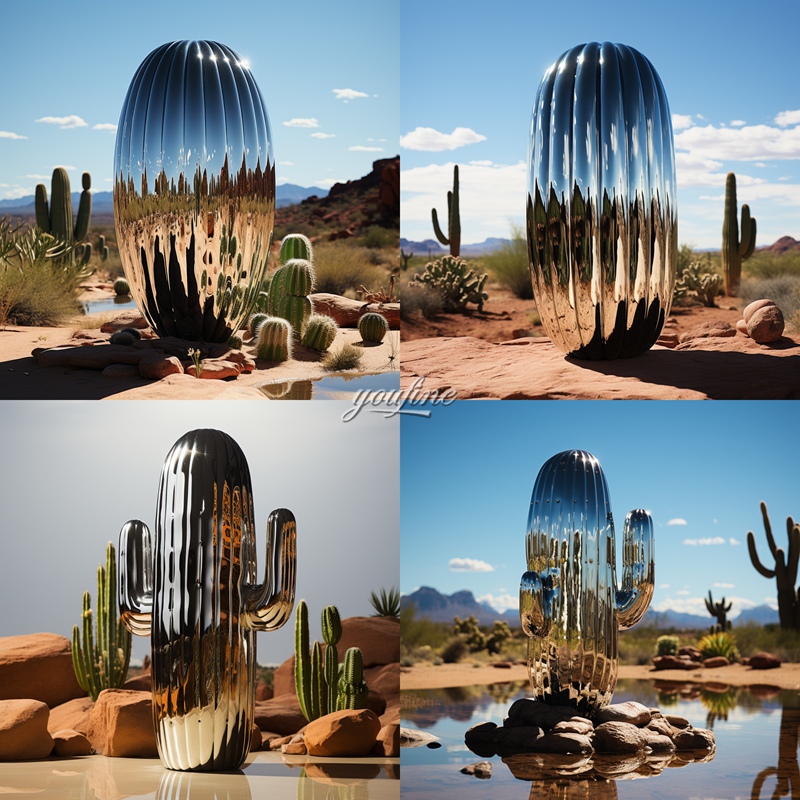 Modern Stainless Steel Large Cactus Sculpture (5)