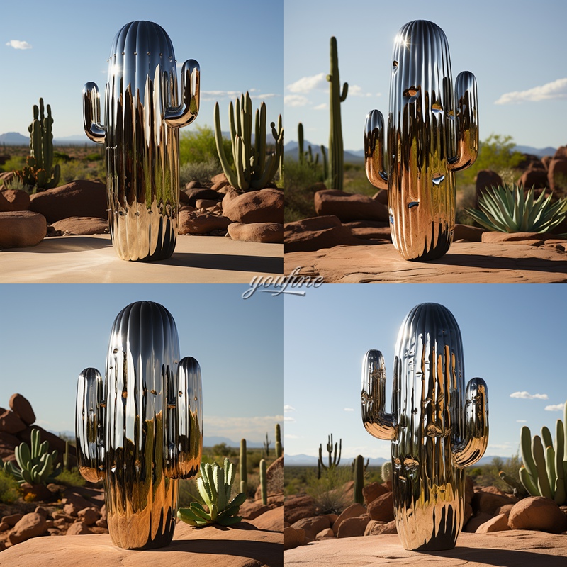 Modern Stainless Steel Large Cactus Sculpture (6)