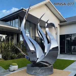 mirror metal swan sculpture (2)