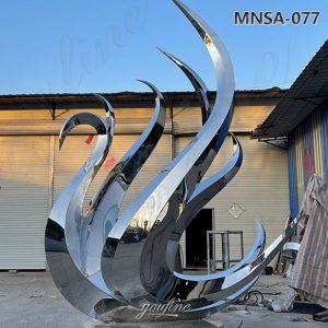 mirror metal swan sculpture (4)