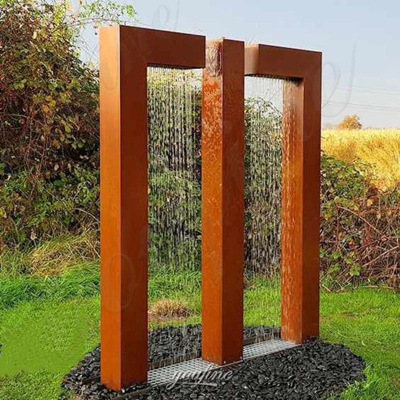 corten steel water fountain